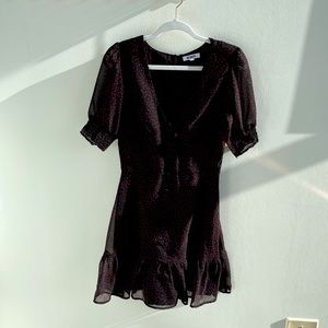 Cute Red Polka Dotted Black Dress - 6